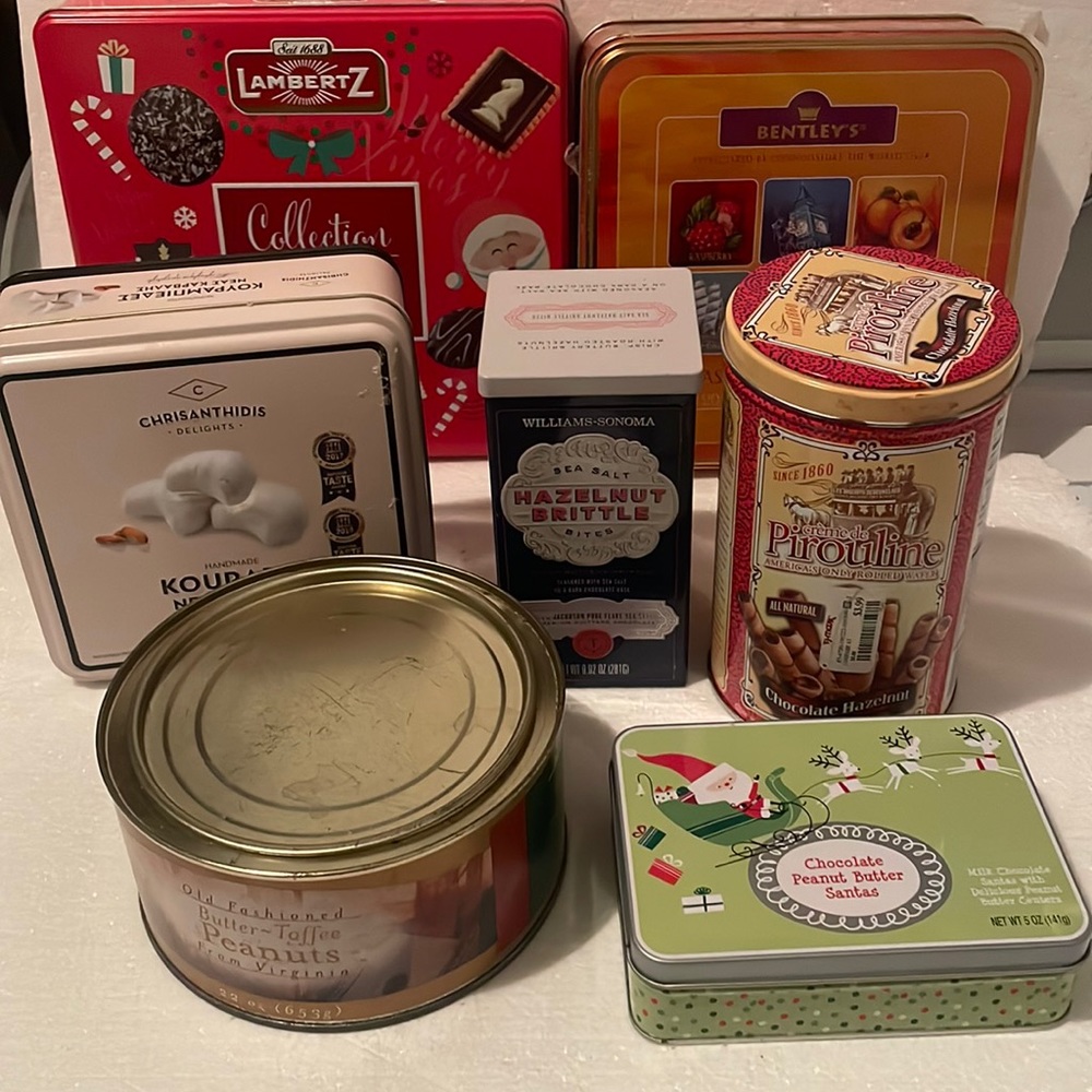 Vintage cookie tins bundle advertising containers Christmas cookies holiday